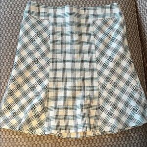 Ann Taylor Loft plaid paneled skirt beige cream green tan brown sz 8